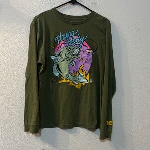 Neff Olive Green Long-Sleeve Fishing Graphic Tee